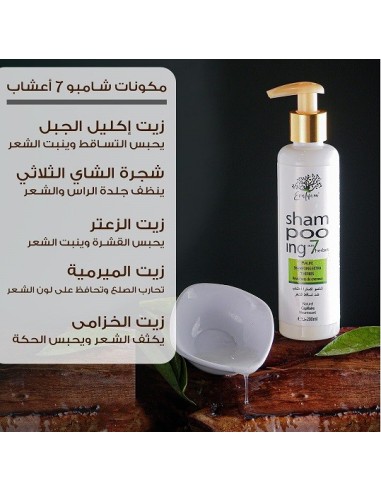 شامبو اكليل الجبل طبيعي معالج للشعر (اكسترا 7 أعشاب) Shampooing a base de romarin