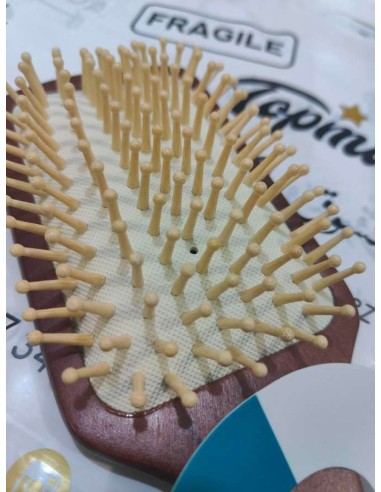 مشط الشعر بالحطب بني - Brosse en bois marron