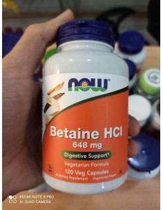 Now Betaine HCL 648mg digestives 120caps حمض البيتين ناو